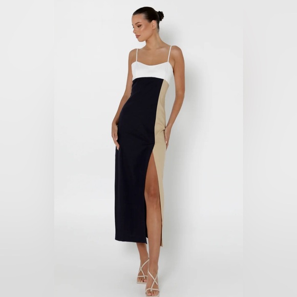Zara COLOR BLOCK LINEN BLEND DRESS - Picture 1 of 11
